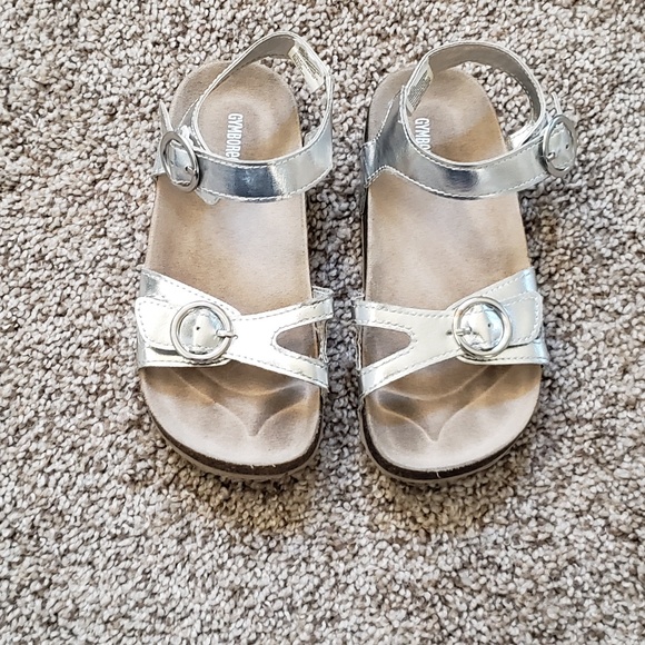 little girls silver sandals